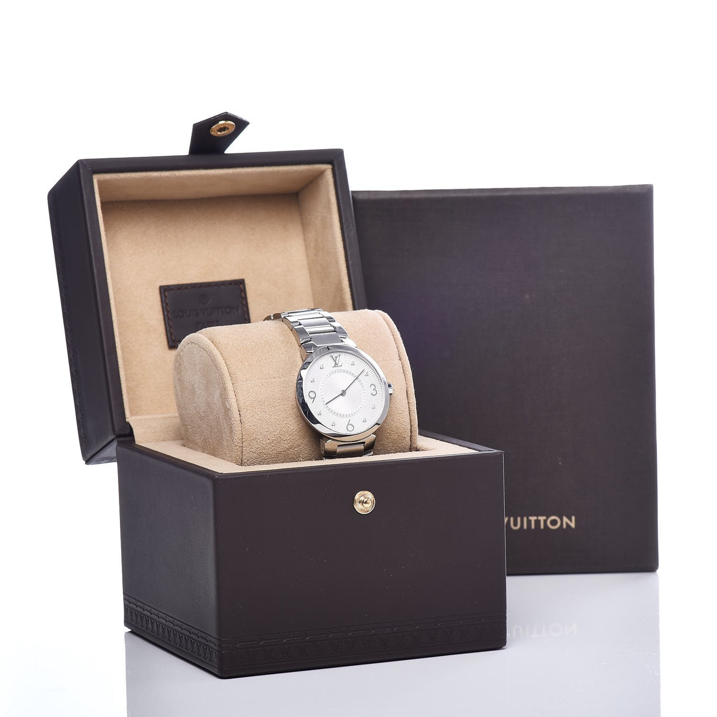 Stainless Steel Diamond 33mm Tambour Slim Quartz Watch