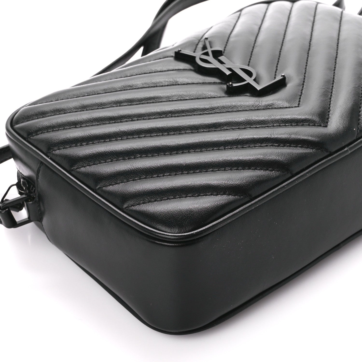 Saint Laurent Calfskin Matelasse Monogram Monochrome Lou Camera Bag Black 9 of 10