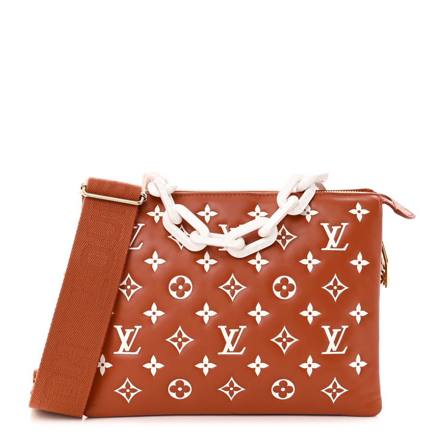 Lambskin Embossed Monogram Coussin PM Terracotta Brown