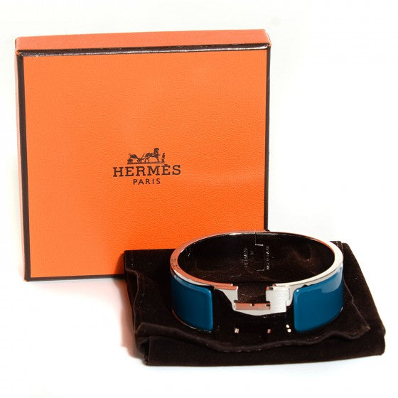 Enamel Wide Clic Clac H Bracelet PM Bleu Indien