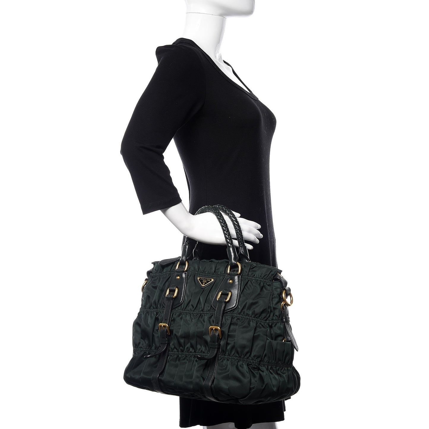 Tessuto Nylon Dressy Gaufre Tote Military Green
