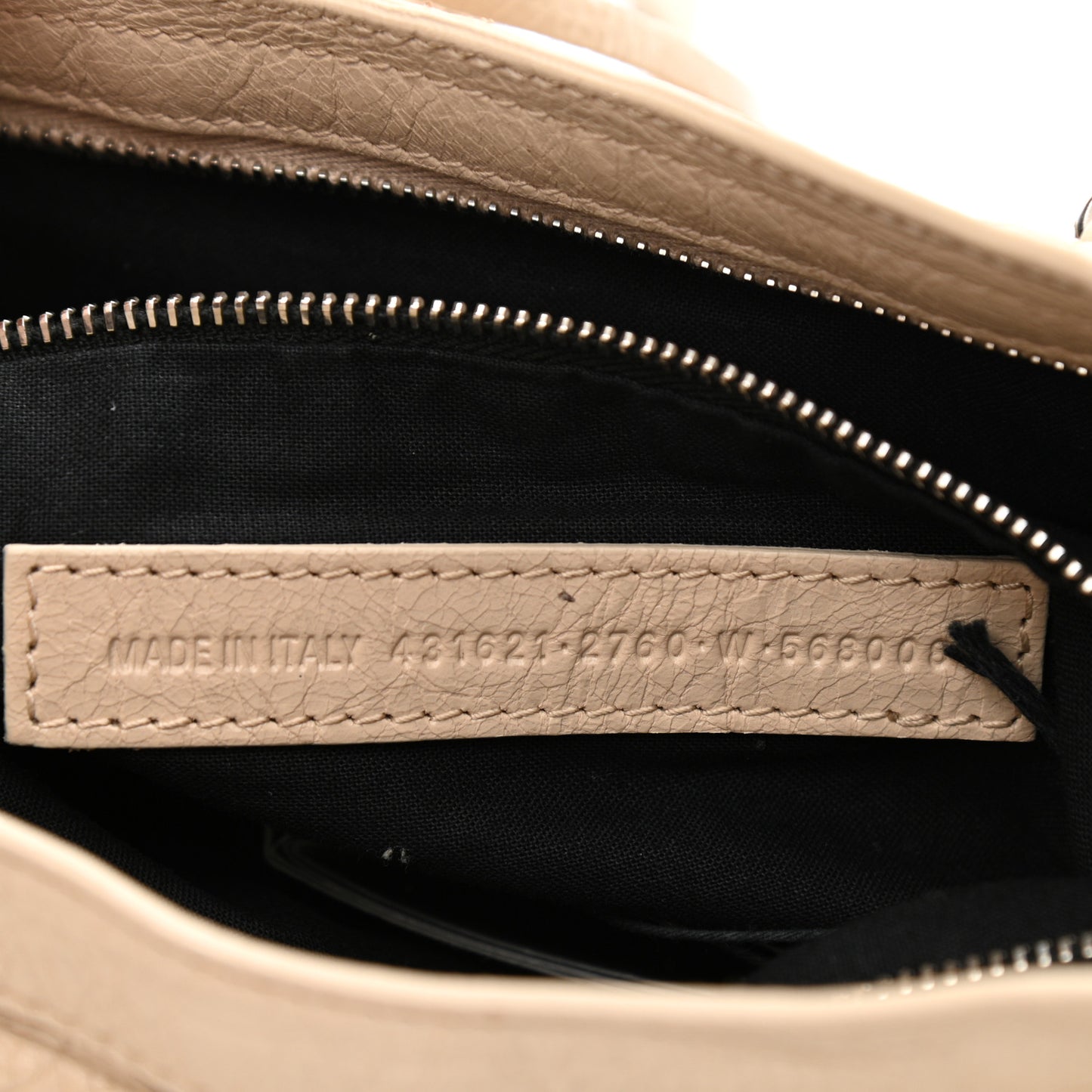 Agneau Classic Silver Hardware S City Logo Strap Light Beige Black