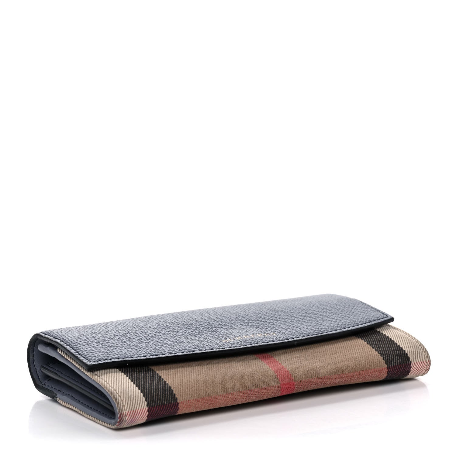 Burberry Calfskin House Check Porter Continental Wallet Slate Blue 4 of 13