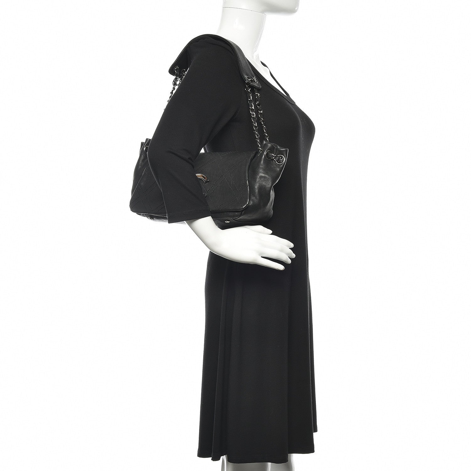 Chanel Calfskin Diamond Stitch Accordion Flap Black 2 of 14