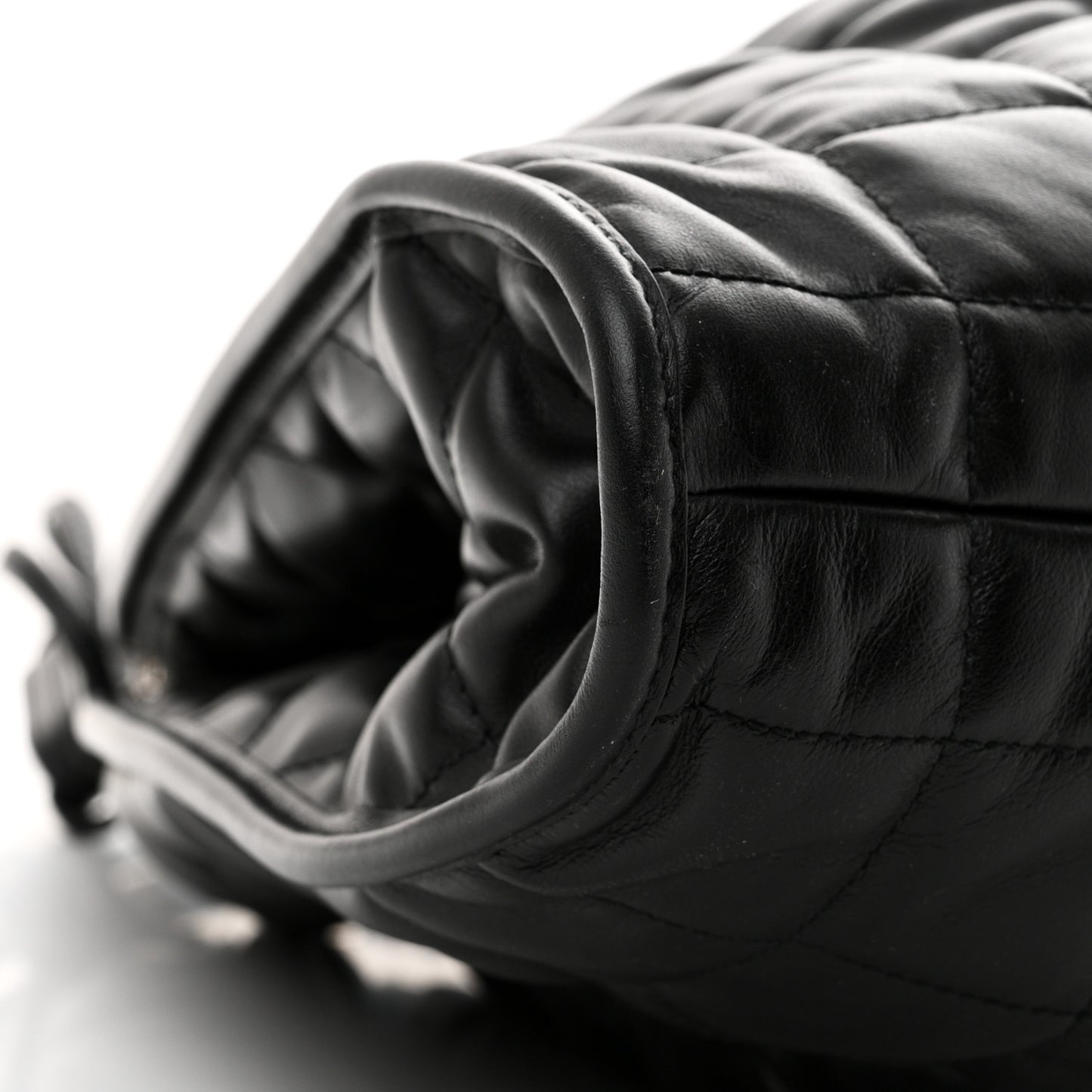 Calfskin Quilted Large Deco Tote Bag Black