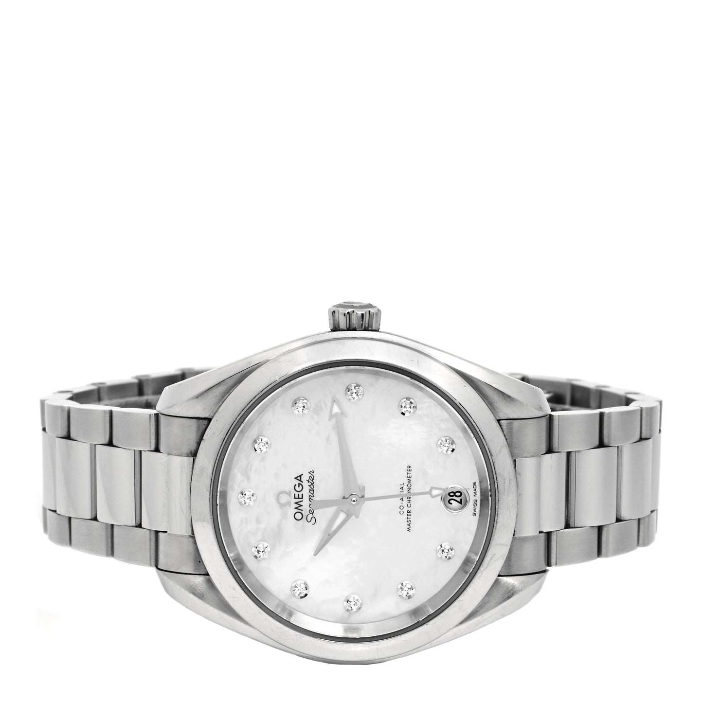 Stainless Steel Diamond Mother of Pearl 34mm Seamaster Aqua Terra Co-Axial Master Chronometer Automatic Watch 220.10.34.20.55.001