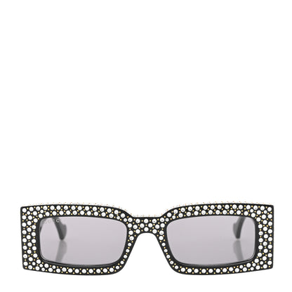 Gucci Acetate Rectangular Crystal Sunglasses GG1425S Black 2 of 7