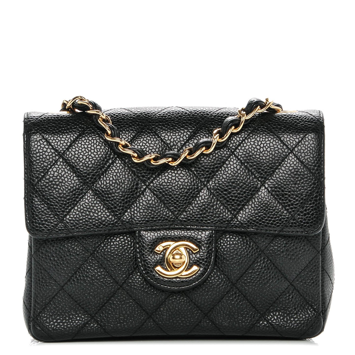 Caviar Quilted Mini Square Flap Black