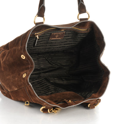 Prada Suede Scamosciato Tote Mogano 5 of 8