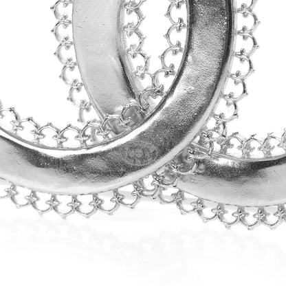Chanel Large Scalloped CC Brooch Silver 4 of 4