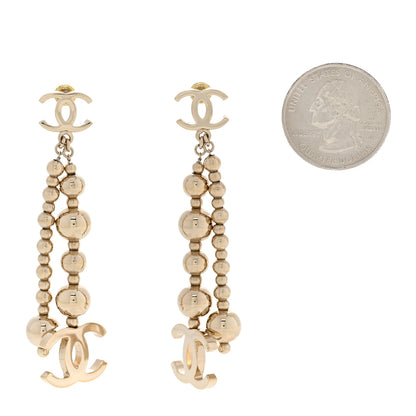 Chanel Metal CC Bead Drop Earrings Gold 2 of 5