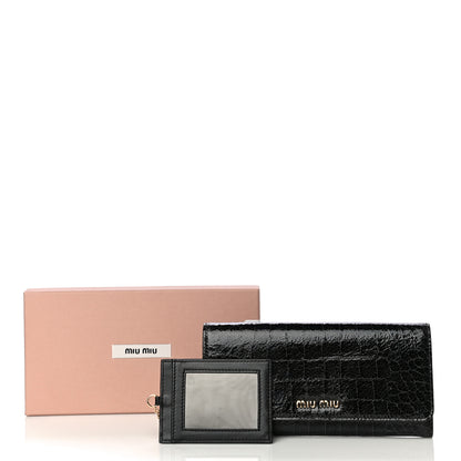 Miu Miu Patent Embossed Crocodile Continental Wallet Black 10 of 10