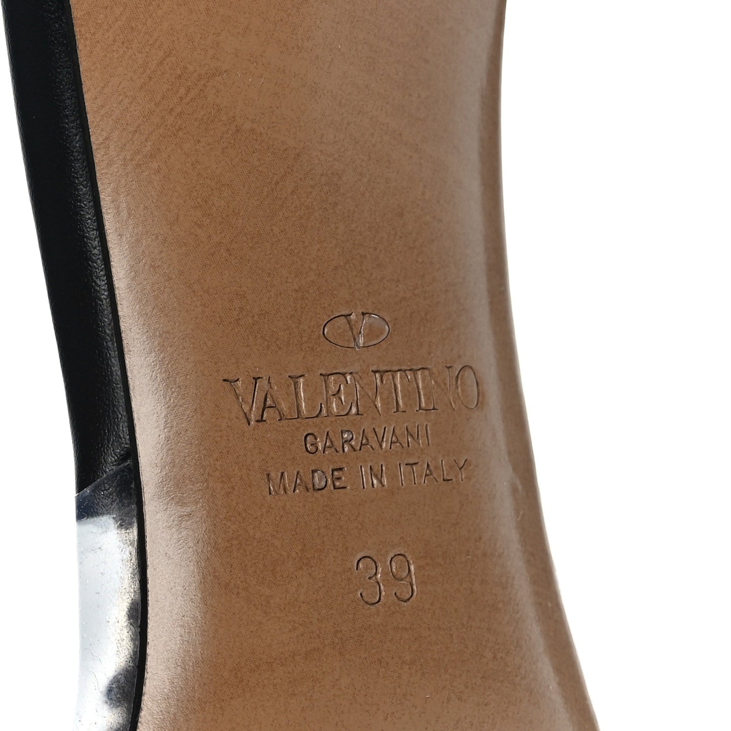 PVC Calfskin VLogo Pointed Toe 80mm Mules 39 Transparent