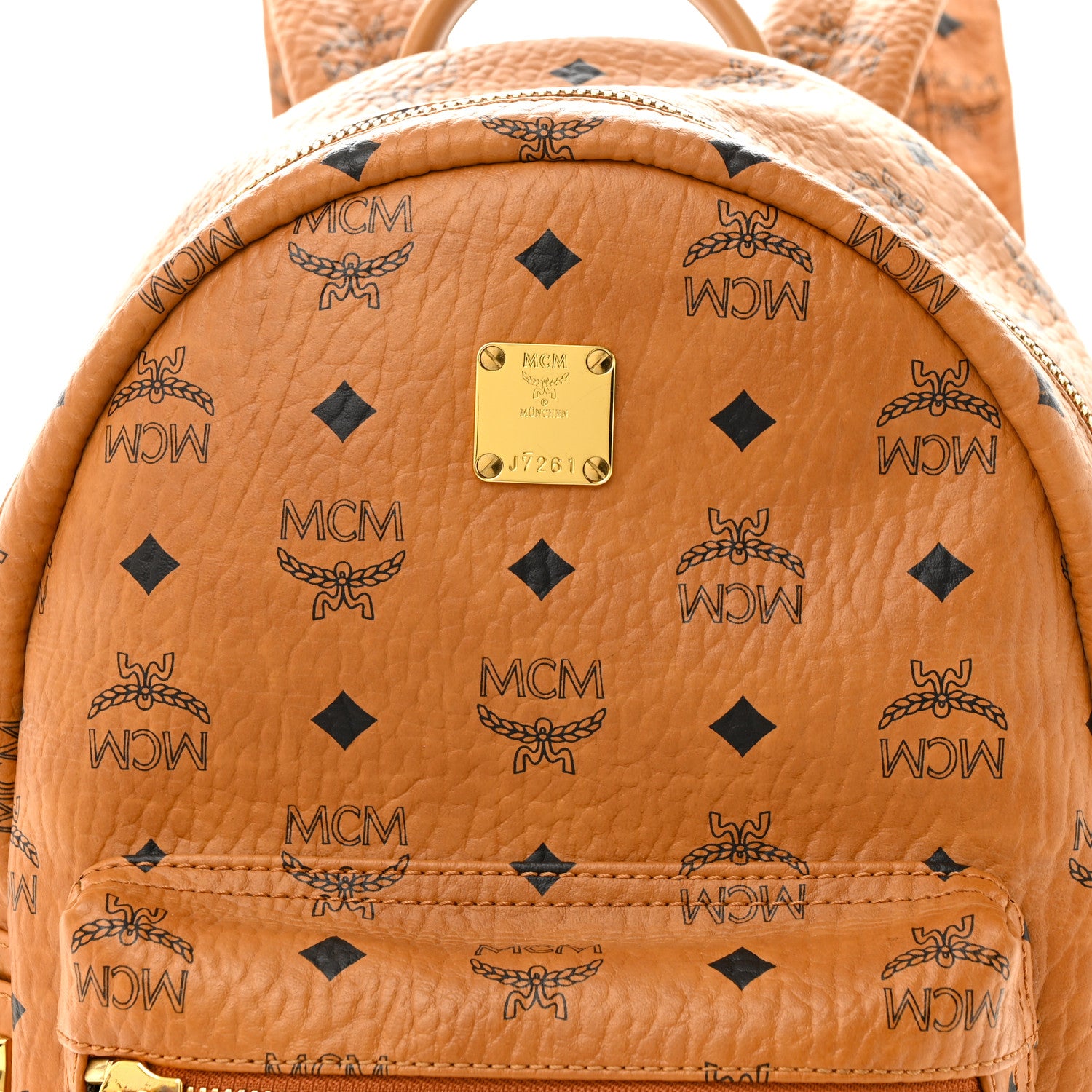 MCM Visetos Side Stud Mini Stark Backpack Cognac 7 of 9
