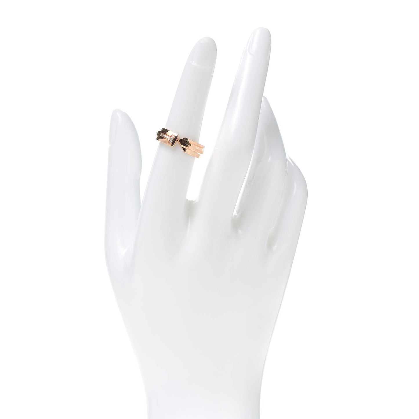 18K Rose Gold Diamond Modern Keys Ring 53 6.5