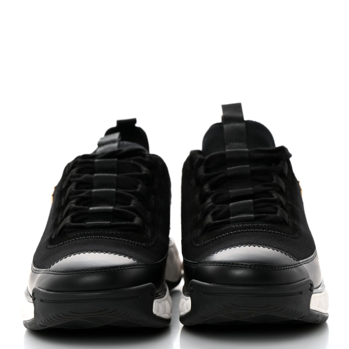 Velvet Calfskin Mixed Fibers CC Sneakers 38 Black