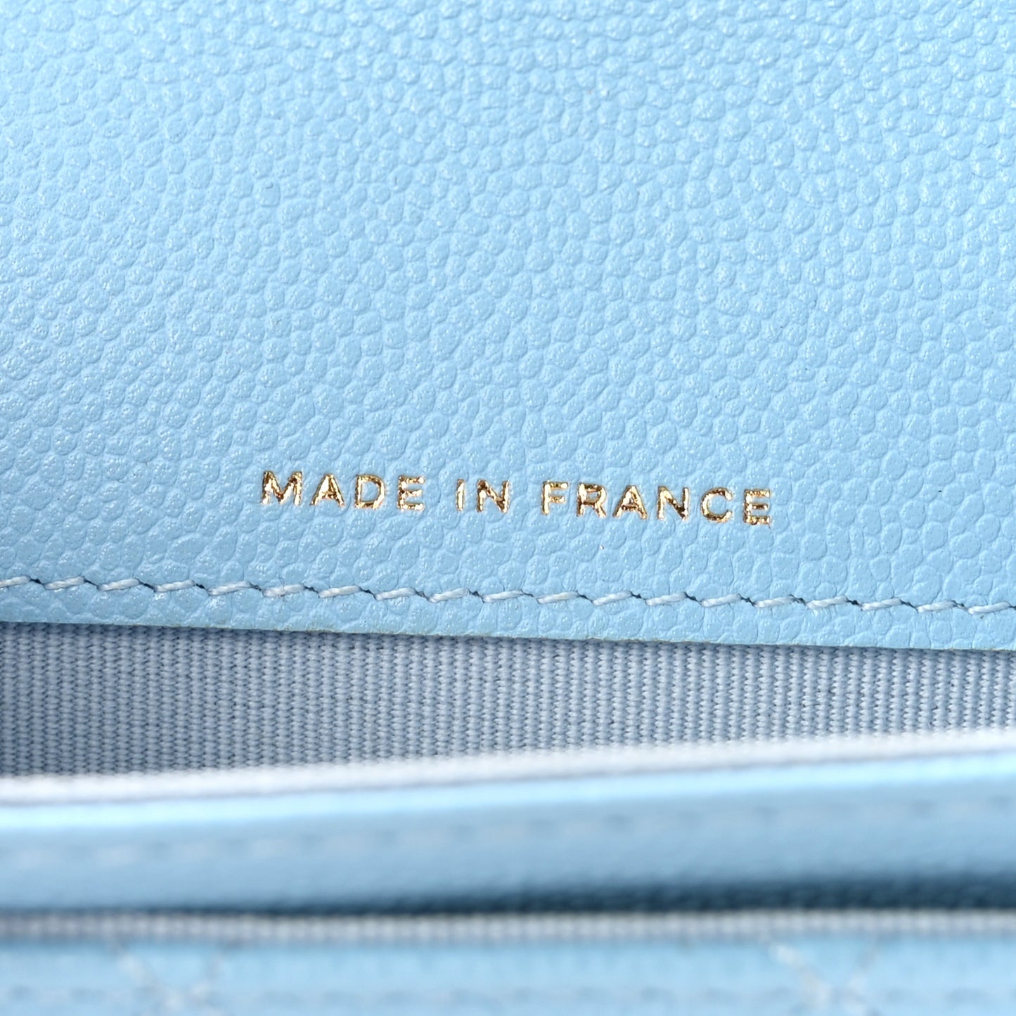 Caviar Quilted Flap Card Holder Wallet Light Blue