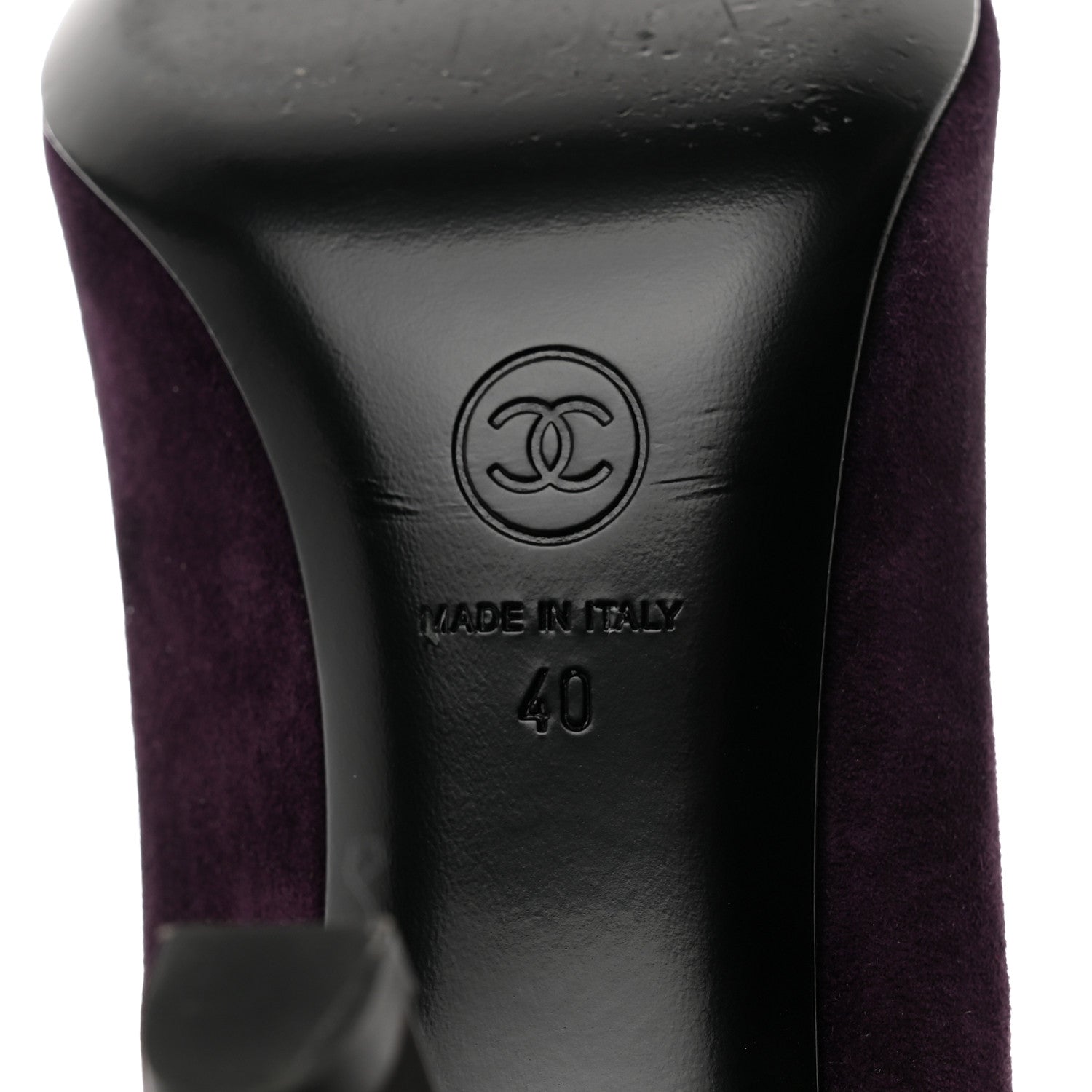 Chanel Suede Satin Cap Toe Pumps Dark 40 Purple Black 8 of 12
