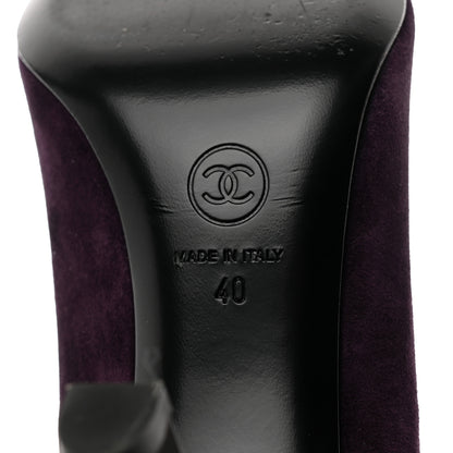 Chanel Suede Satin Cap Toe Pumps Dark 40 Purple Black 8 of 12
