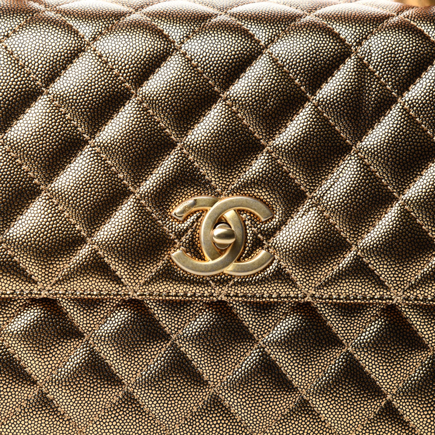 Chanel Metallic Caviar Quilted Small Coco Handle Flap Gold 10 of 10