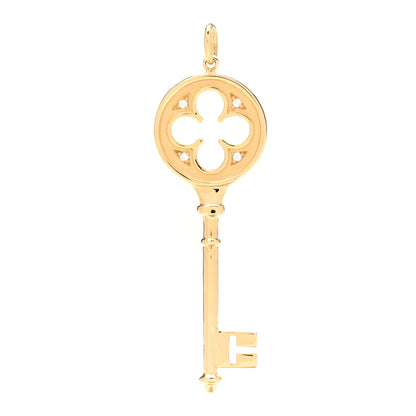 Tiffany 18K Yellow Gold Diamond Quatrefoil Key Pendant 1 of 4