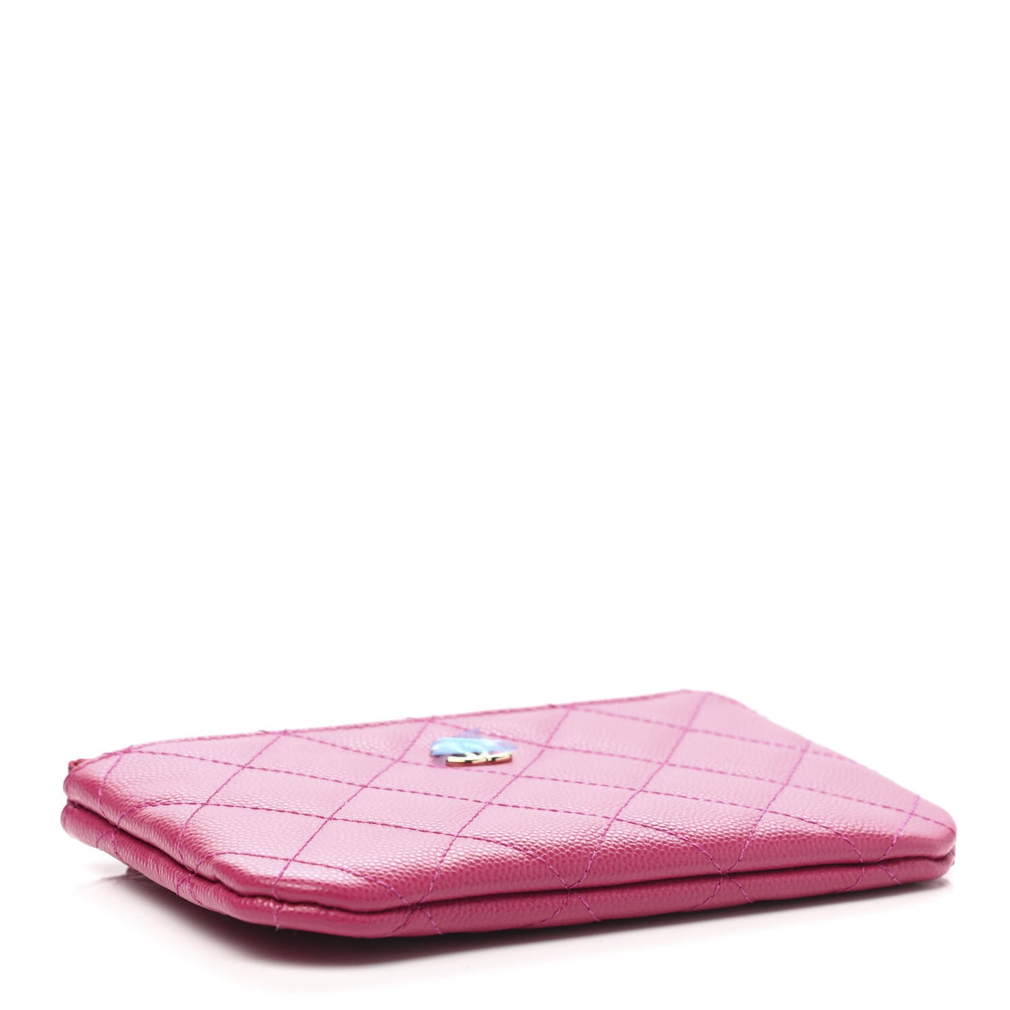 Caviar Quilted Small Cosmetic Case Fuchsia
