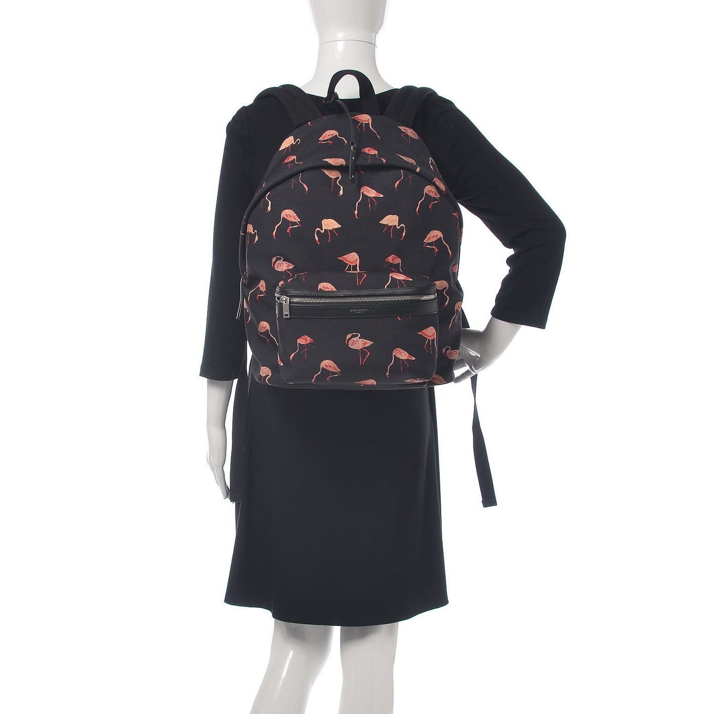 Nylon Canvas Flamingo Print City Backpack Pink Black