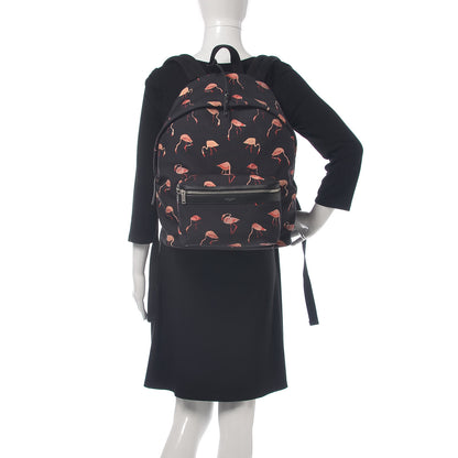 Saint Laurent Nylon Canvas Flamingo Print City Backpack Pink Black 2 of 10