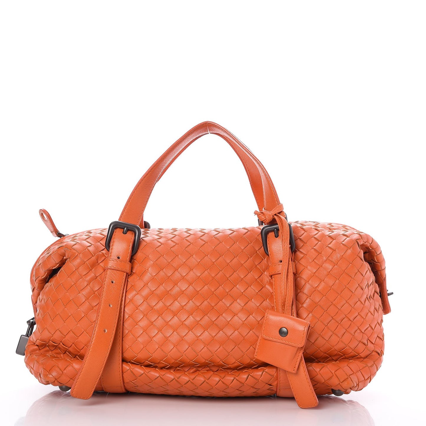 Nappa Intrecciato Montaigne Satchel Orange