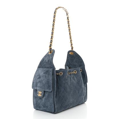 Chanel Suede Quilted Small Chanel 25 Handbag Blue 3 of 11