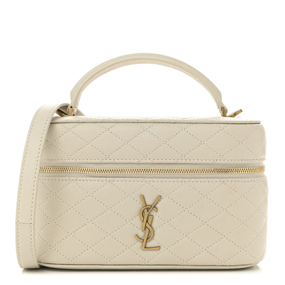 Saint Laurent Lambskin Quilted Medium Gaby Vanity Case Blanc Vintage 1 of 11