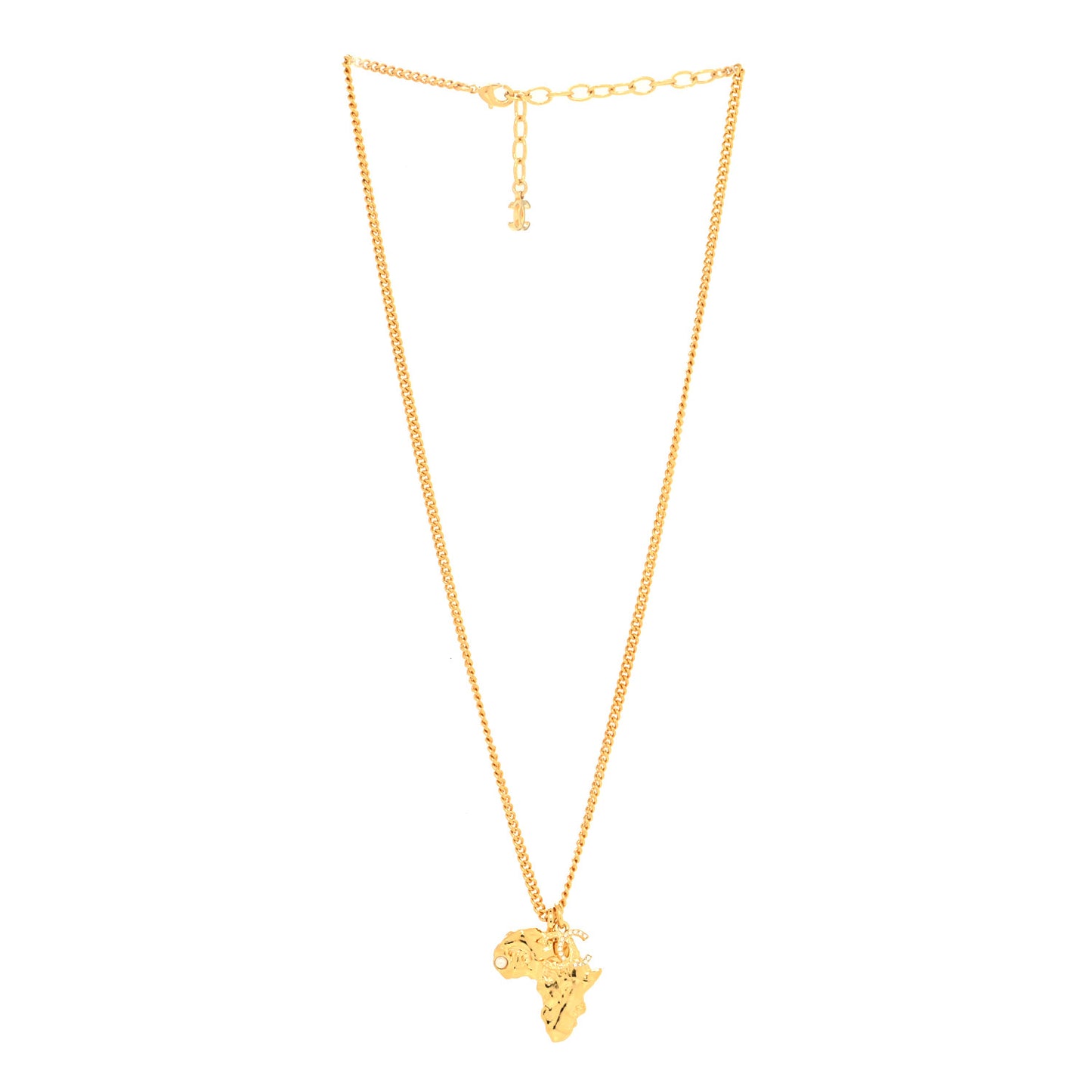 Crystal Pearl CC Africa Pendant Necklace Gold White