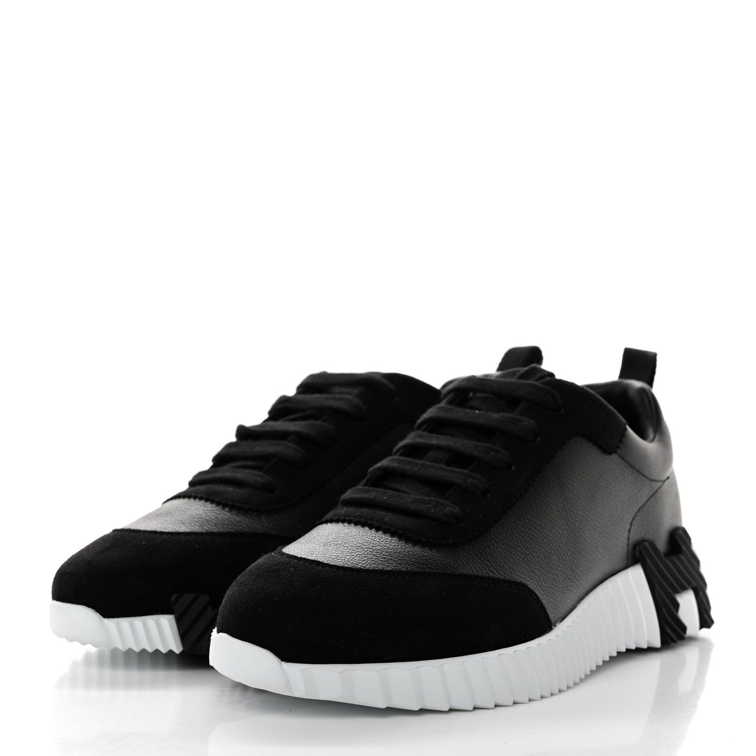 Hermes Goatskin Suede Goatskin Bouncing Sneakers 37 Black 3 of 8