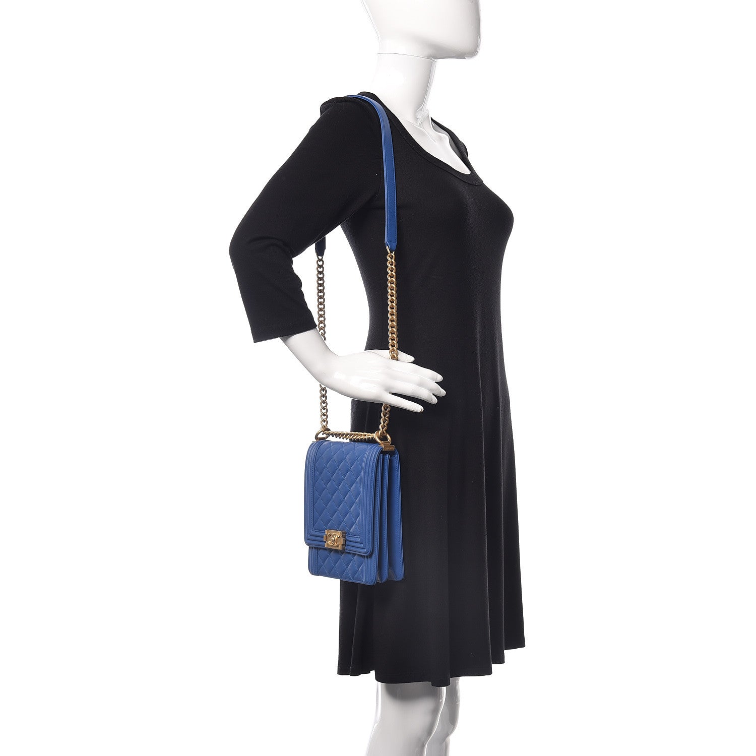 Chanel Calfskin Quilted North South Boy Flap Blue 2 of 10