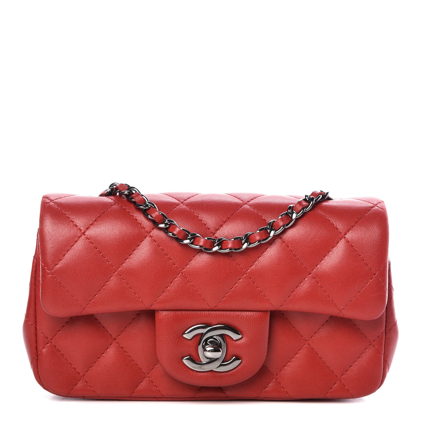 Lambskin Quilted Extra Mini Flap Red