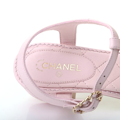Chanel Lambskin Chain CC Logo Thong Sandals 35.5 Pink 6 of 11