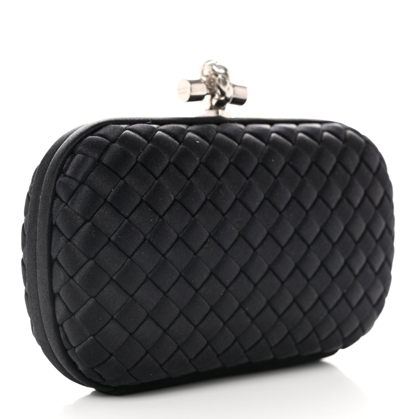 Satin Intreccio Impero Knot Clutch Black