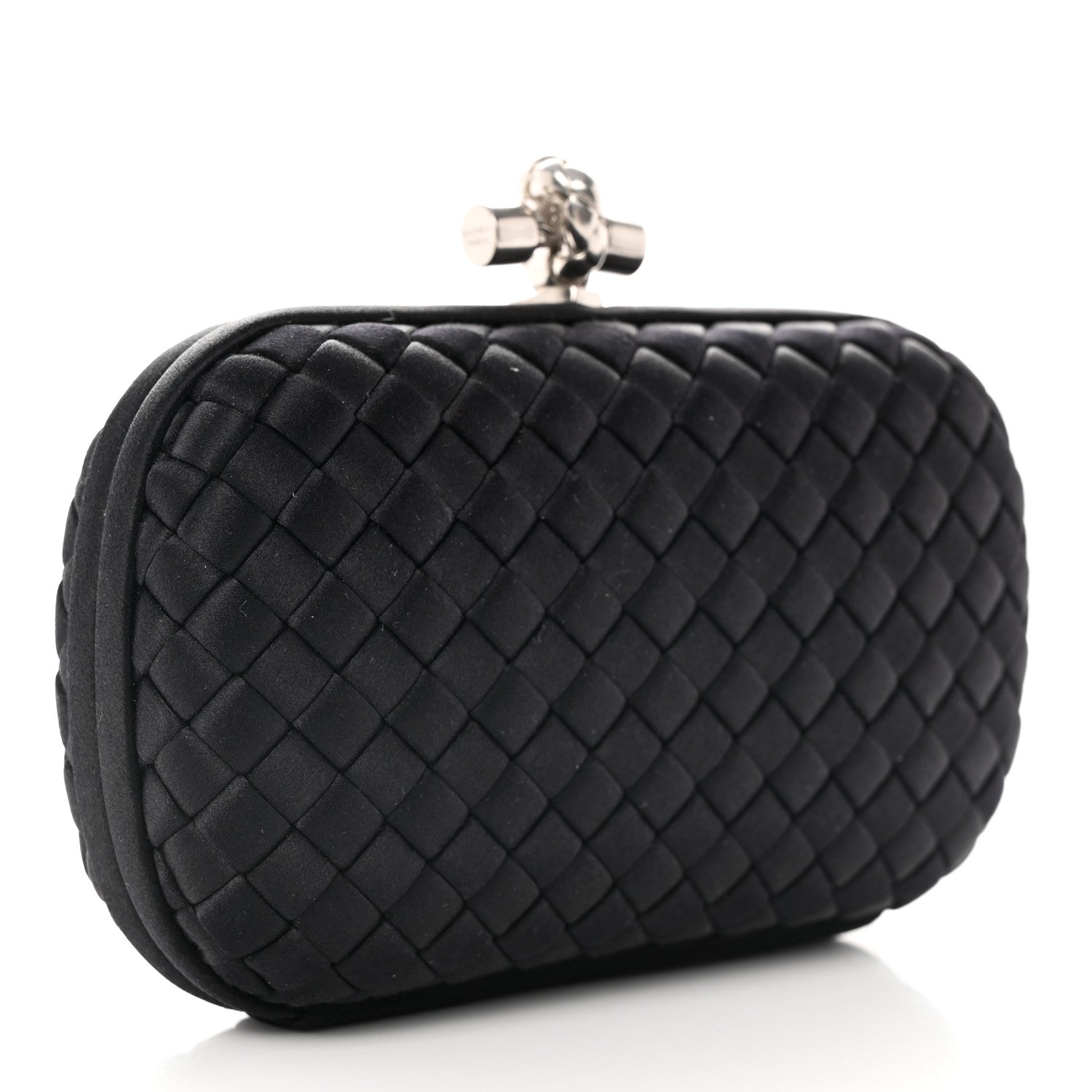 Bottega Veneta Satin Intreccio Impero Knot Clutch Black 3 of 6