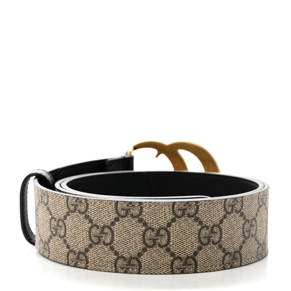 Gucci GG Supreme Monogram Matte Plutone Calfskin Double G 40mm Belt 90 36 Beige Ebony Black 2 of 5