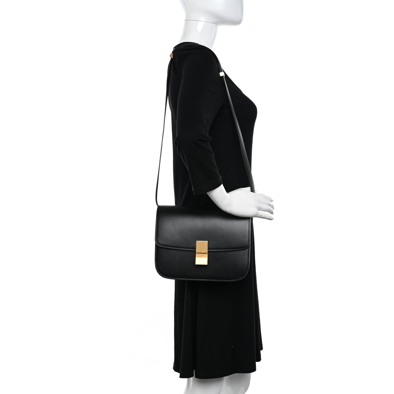 Celine Box Calfskin Medium Classic Box Flap Bag Black 2 of 10