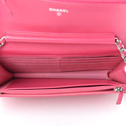 Chanel Patent Quilted Wallet On Chain WOC Fuchsia 5 of 12