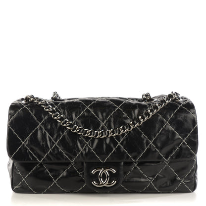 Chanel Glazed Goatskin Double Stitch Flap Black 1 of 7