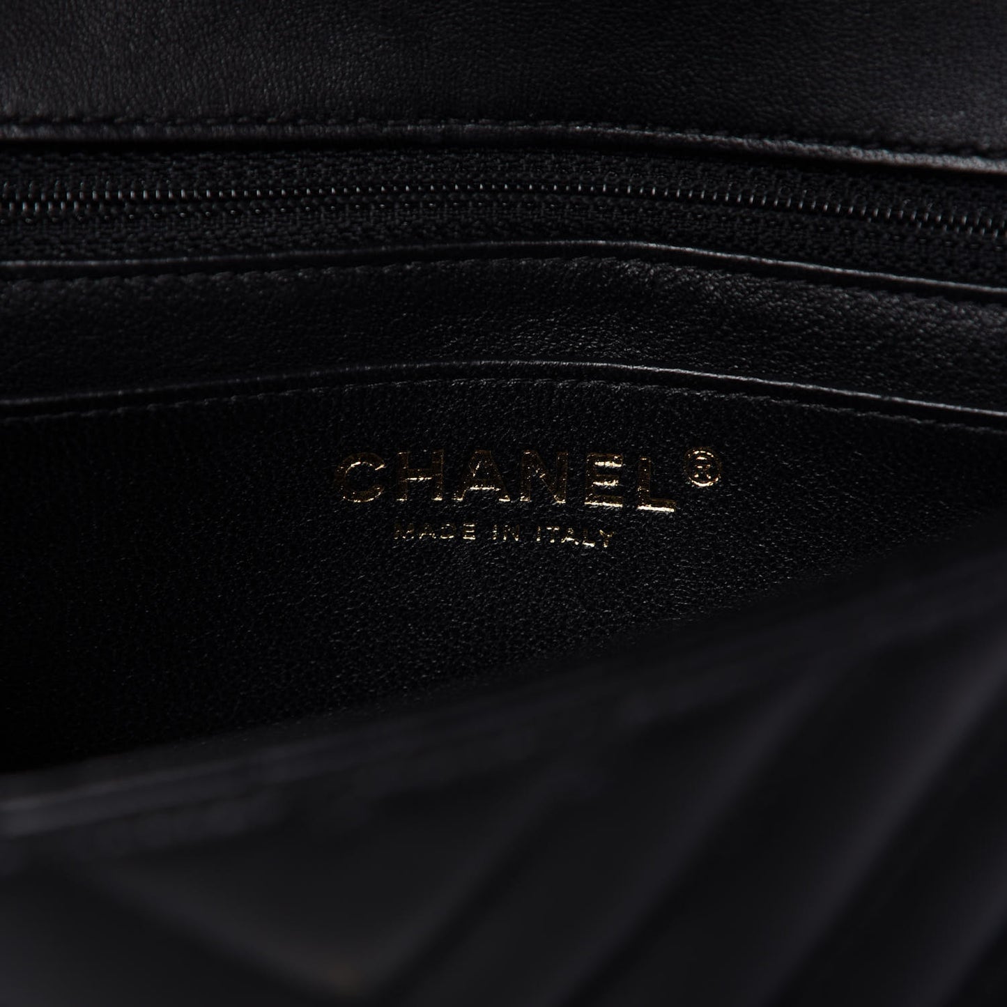 Lambskin Chevron Quilted Mini Rectangular Flap Black