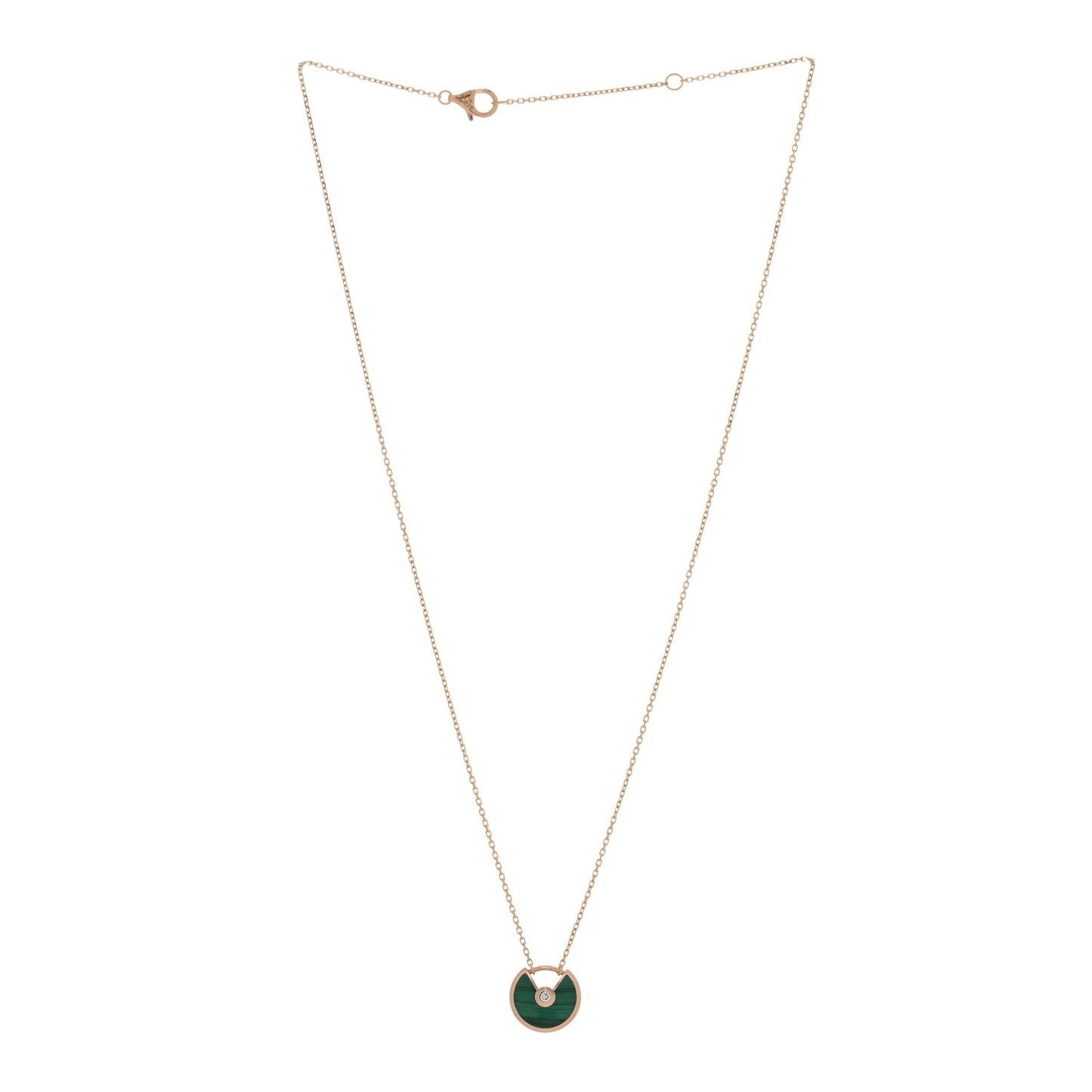 18K Pink Gold Diamond Malachite XS Amulette de Cartier Pendant Necklace