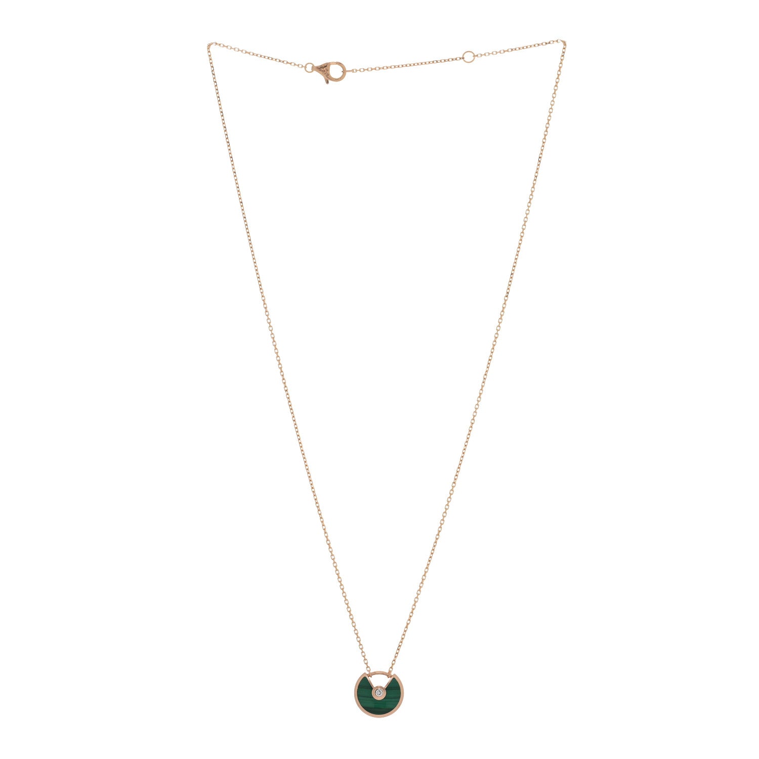 Cartier 18K Pink Gold Diamond Malachite XS Amulette de Cartier Pendant Necklace 3 of 5