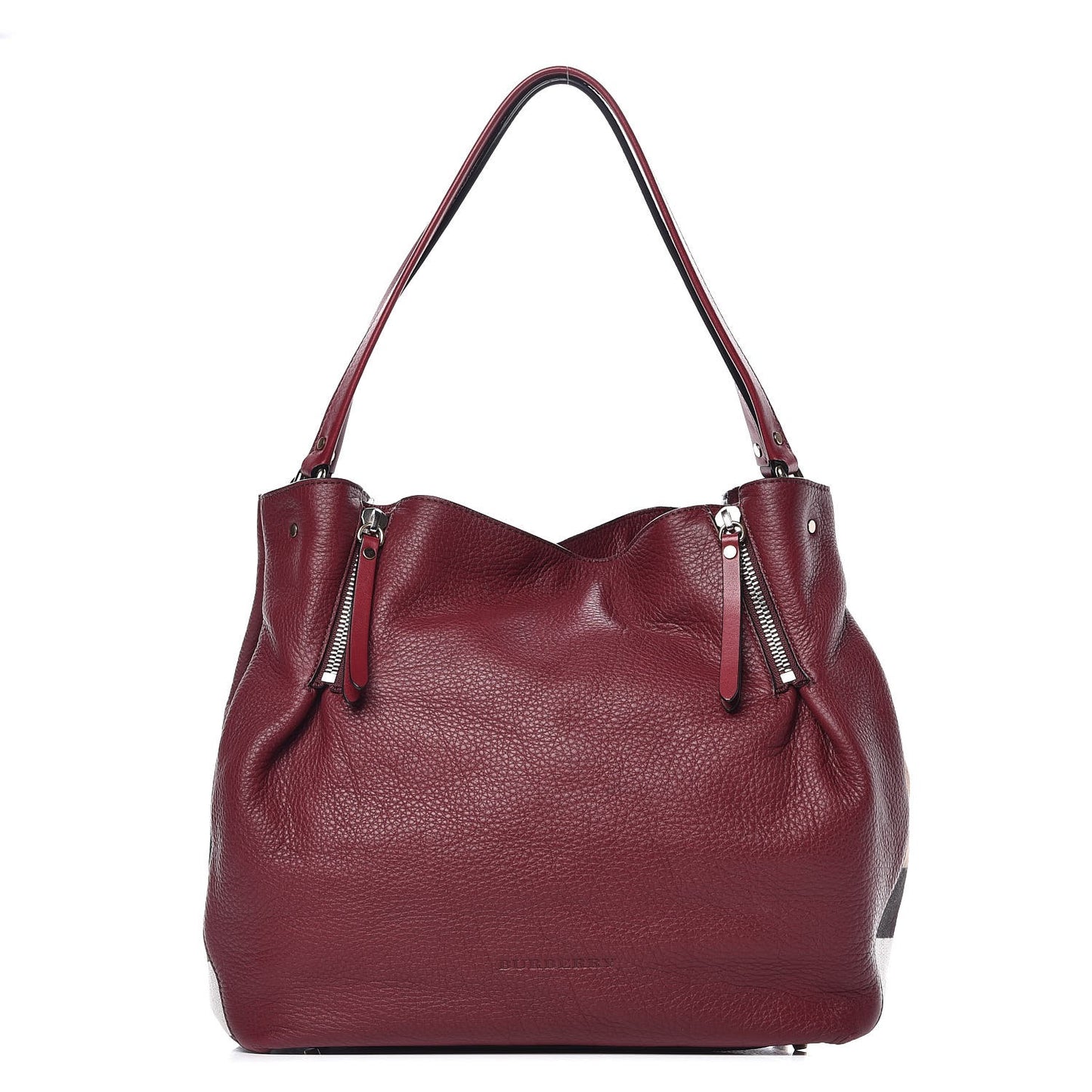 Grainy Calfskin House Check Medium Maidstone Burgundy Red
