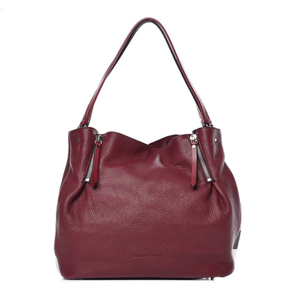 Burberry Grainy Calfskin House Check Medium Maidstone Burgundy Red 1 of 11