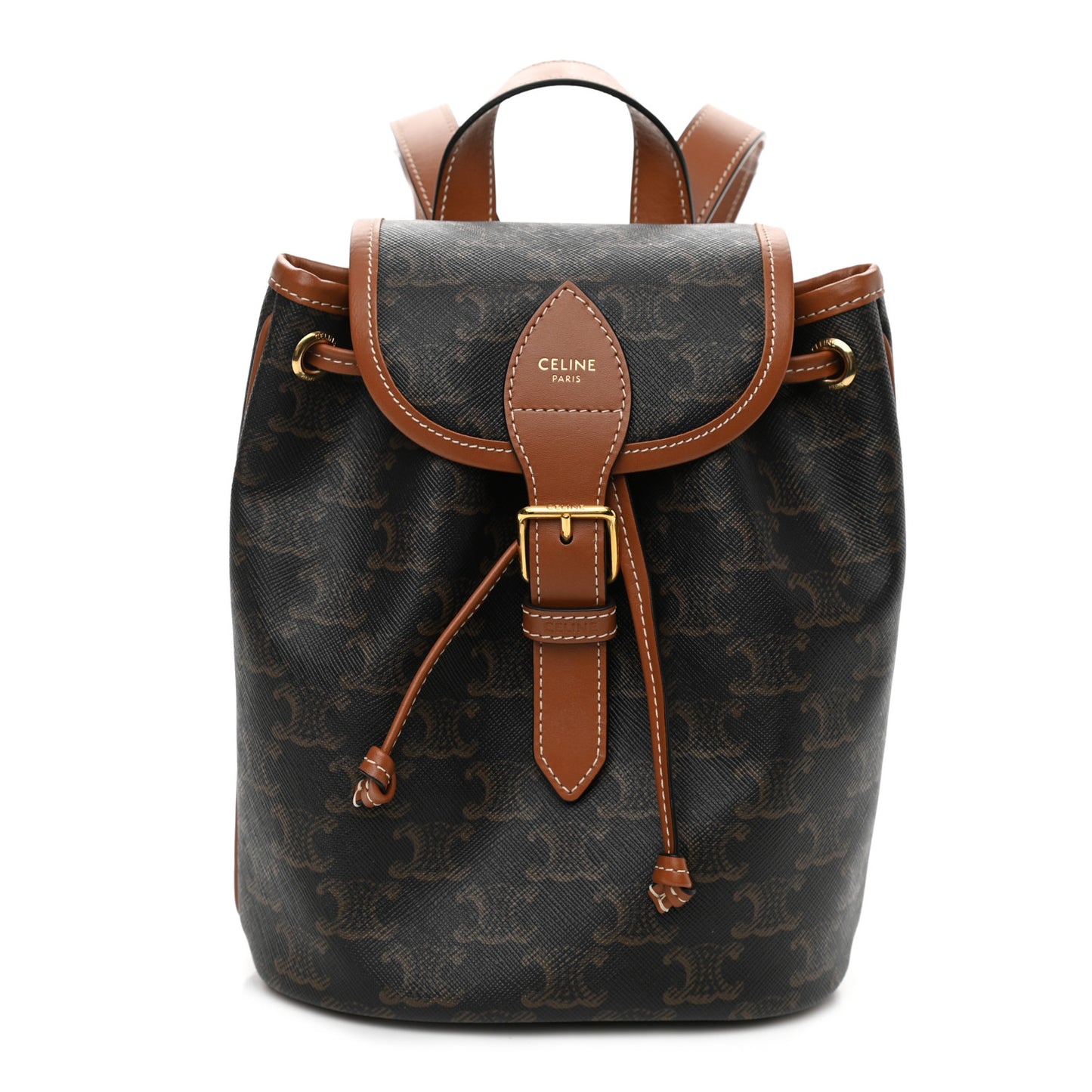 Triomphe Canvas Calfskin Mini Folco Backpack Tan