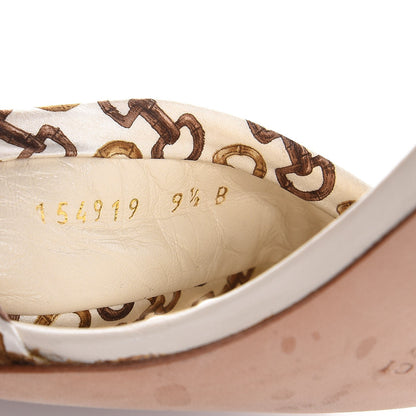 Gucci Satin Horsebit Print High Heel Slides 9.5 Brown 10 of 12