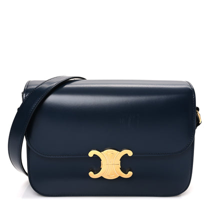 Celine Shiny Calfskin Medium Triomphe Navy Blue 1 of 13